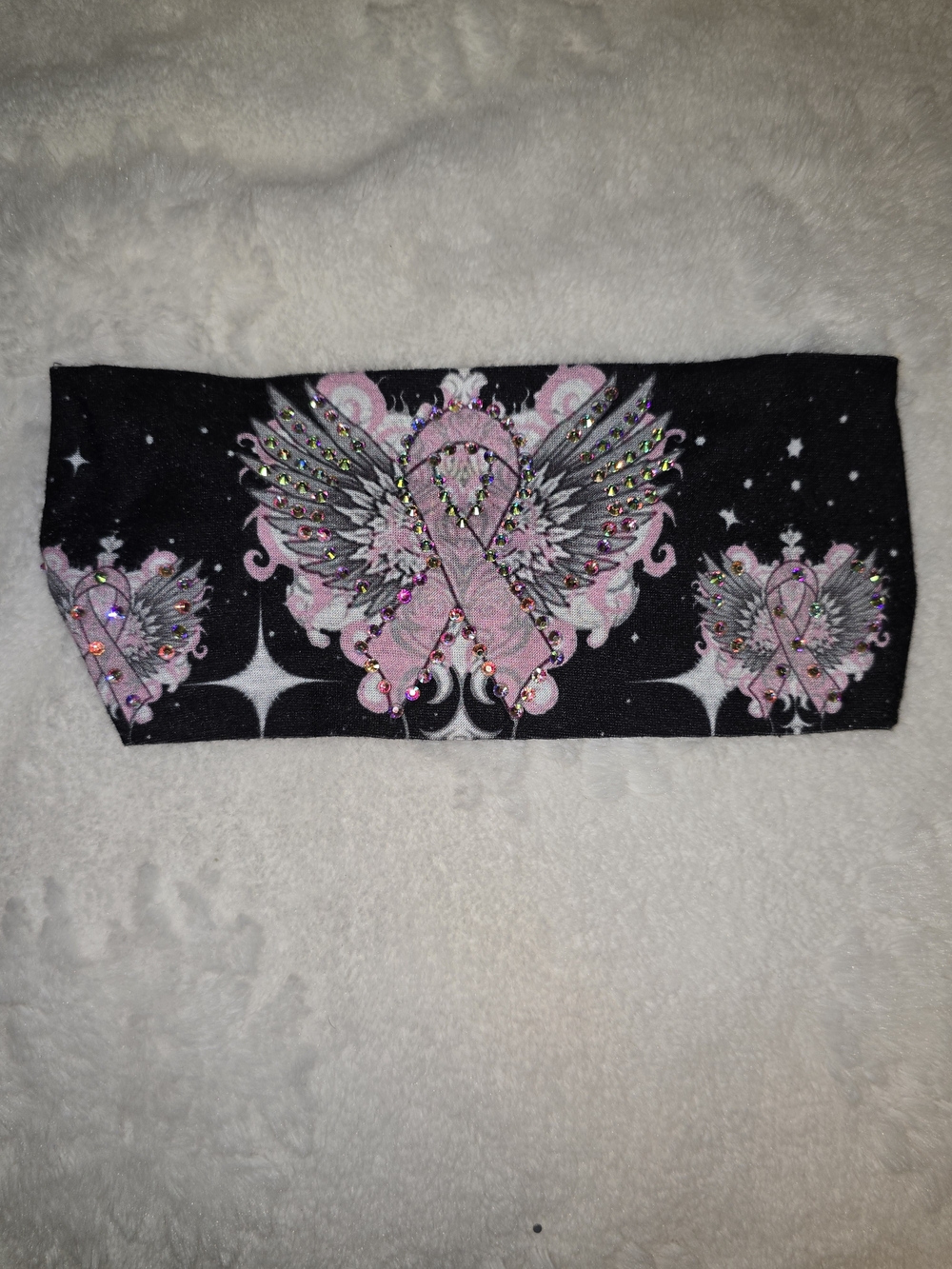 Pink Ribbon Winged Crystal Headband - Women Accessories